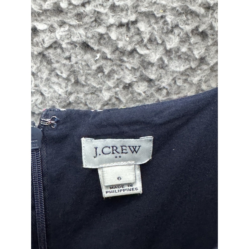 J Crew Tiered Floral Maxi Dress Navy Blue Linen Cotton Ruffle CottageCore Size 6 - Picture 3 of 10